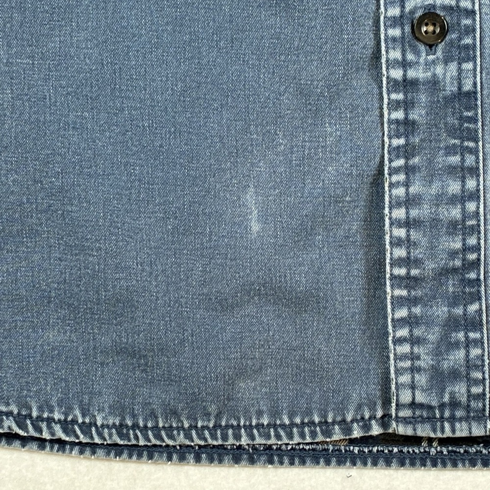 Vintage L.L. Bean Men's 2XL Denim Flannel Lined Shirt Jacket Distressed READ - Picture 12 of 16